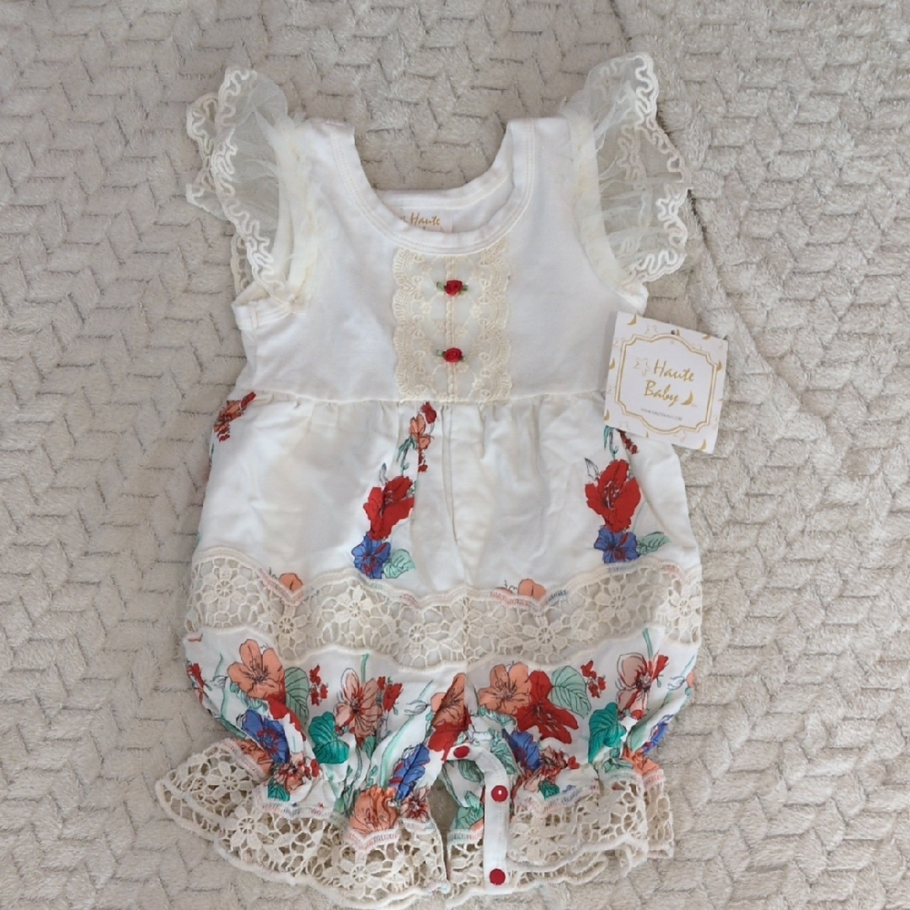 Haute Baby Girl's Ella's Bouquet Floral Bubble Romper